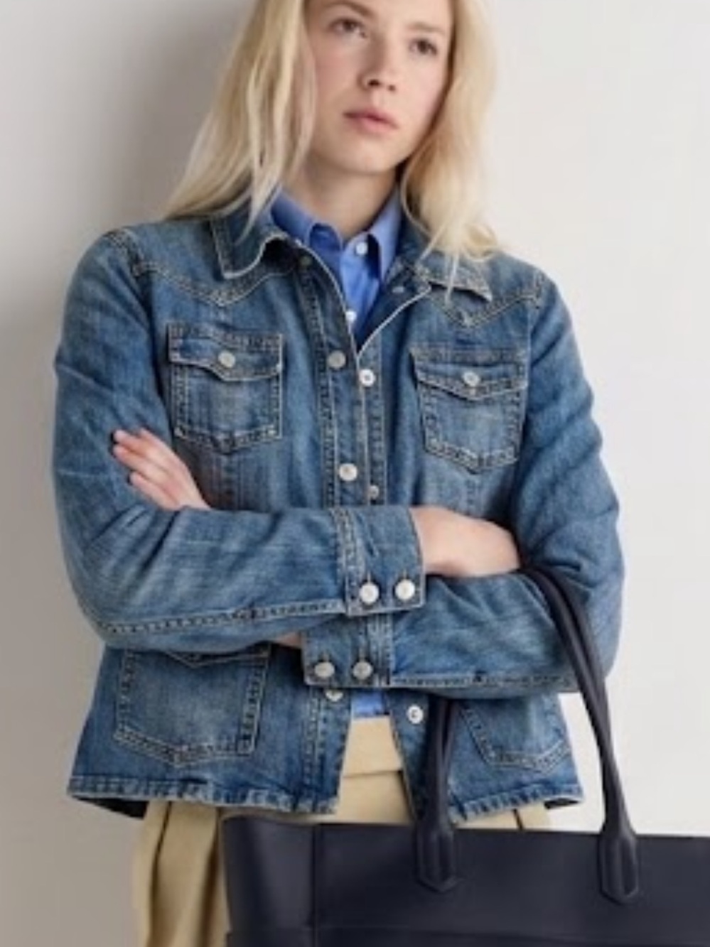 Y2K Vintage Gap blue denim western yoke jacket size M